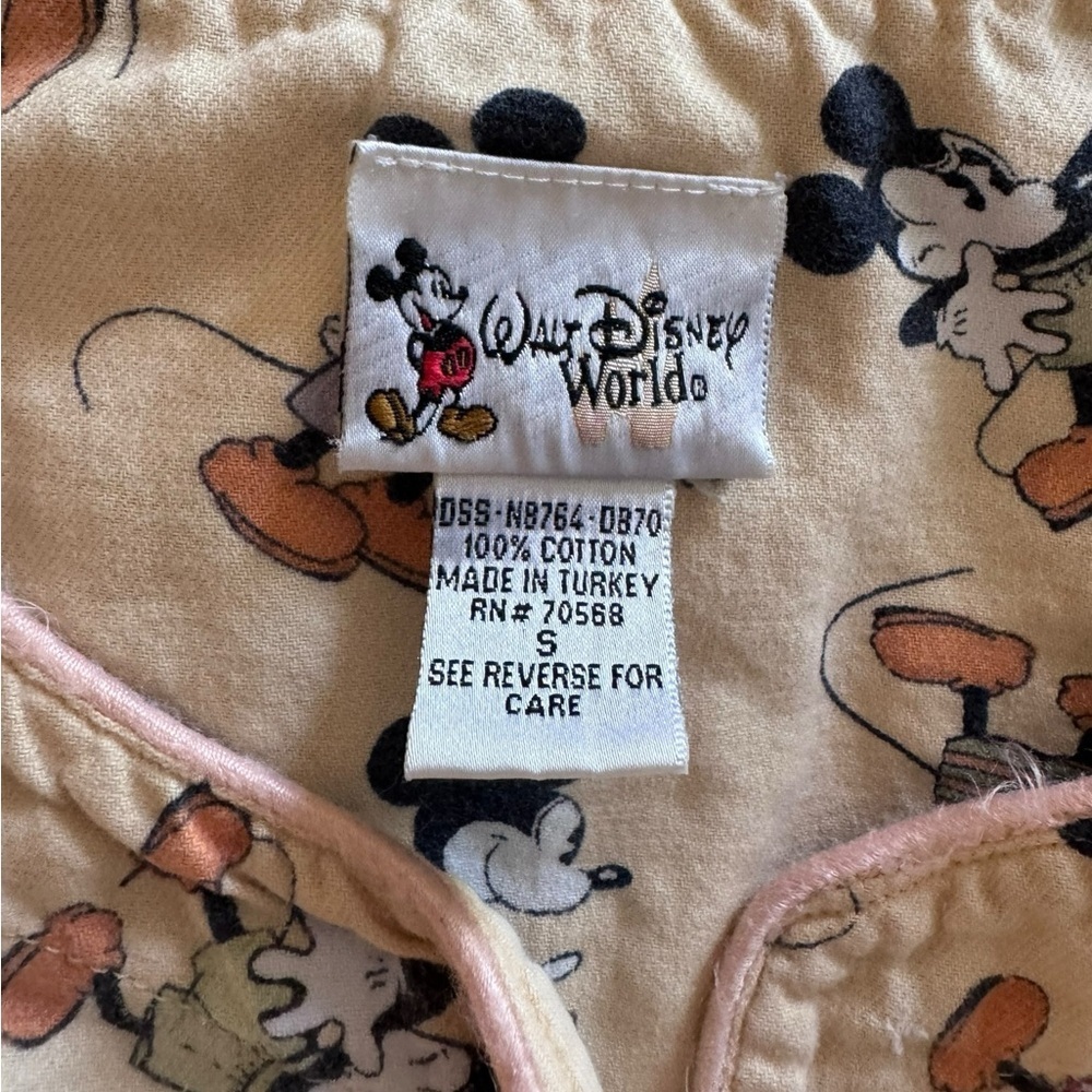 Vintage Walt Disney Word Mickey Mouse Flannel Yellow Nightgown - Picture 2 of 7